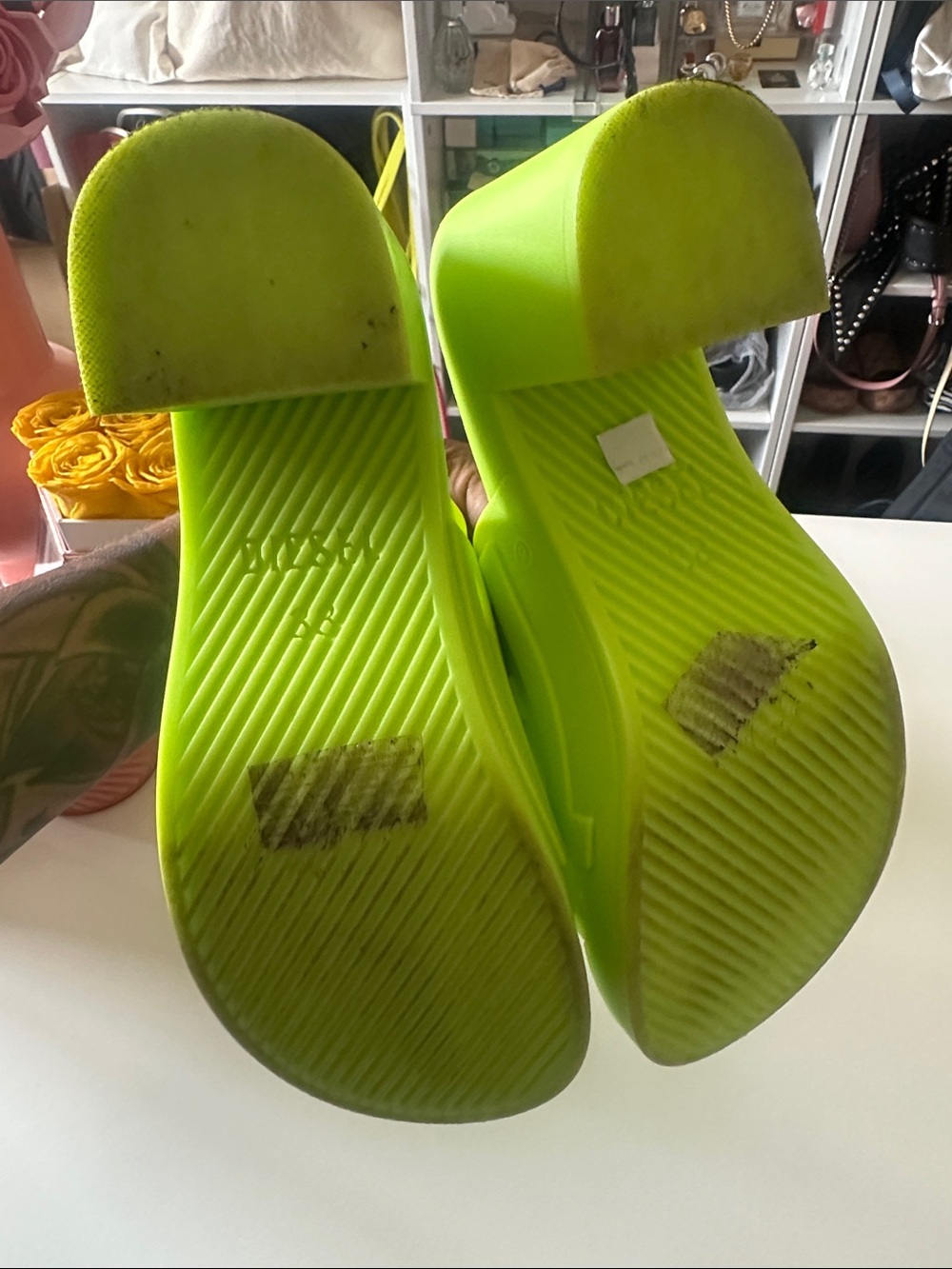 Diesel Neon Yellow Slide Mules - Picture 3 of 4